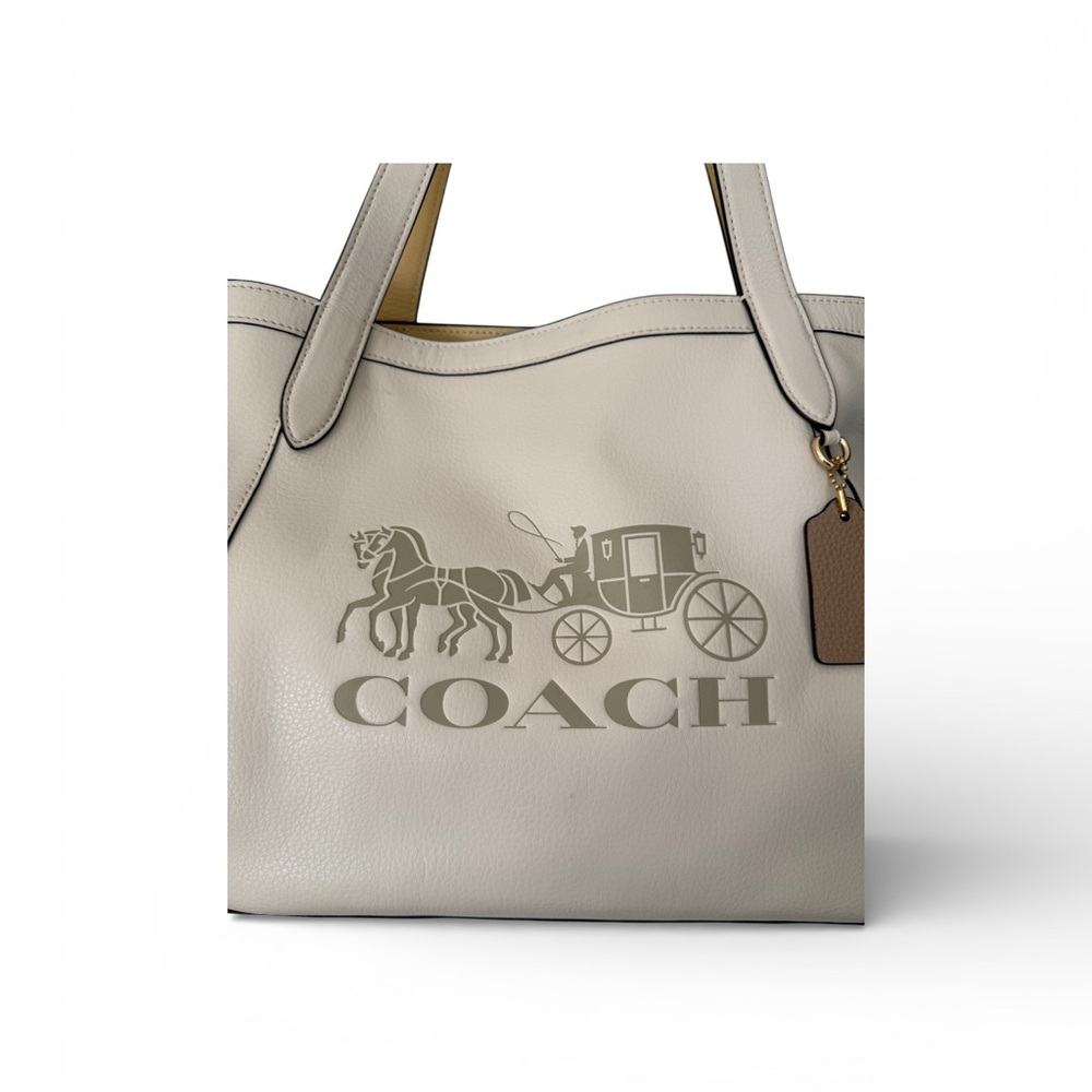 Coach Cream/Chalk Leather Tote Bag with Coach Dust Bag - Picture 5 of 16